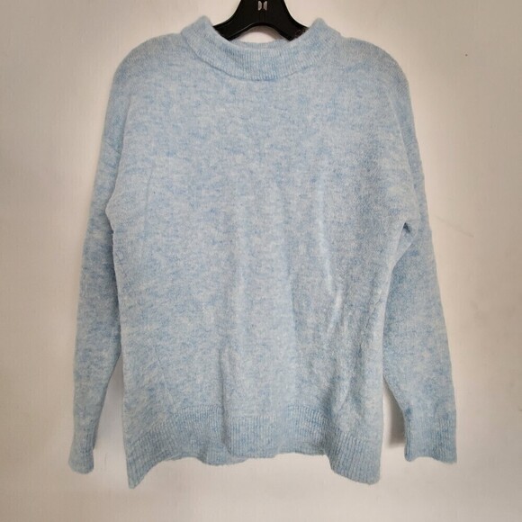 Witchery Wool Mohair Heathered Baby Blue Pullover Mock Neck Sweater Size XXS - Picture 1 of 11